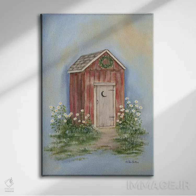 تابلو دکوراتیو توالت بیرونی روستایی ۲ اثر پم بریتون - نمای روبهرو روی دیوار