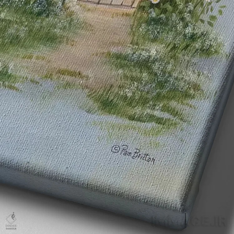 تابلو دکوراتیو توالت بیرونی روستایی ۲ اثر پم بریتون - نمای نزدیک بافت بوم