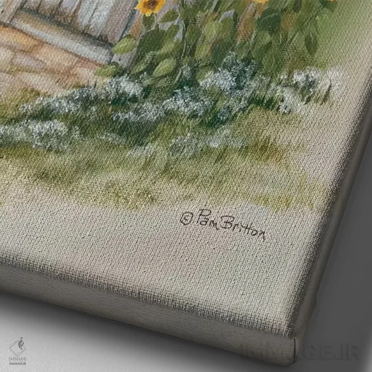 تابلو دکوراتیو توالت بیرونی روستایی ۱ اثر پم بریتون - نمای نزدیک بافت بوم