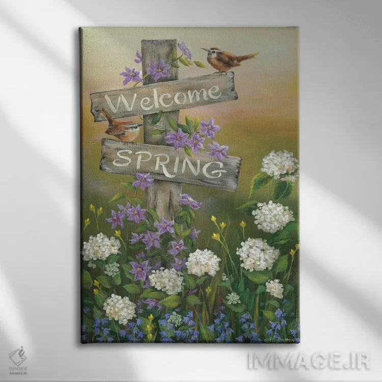 تابلو دکوراتیو بهار خوش آمدی اثر پم بریتون - نمای روبهرو روی دیوار