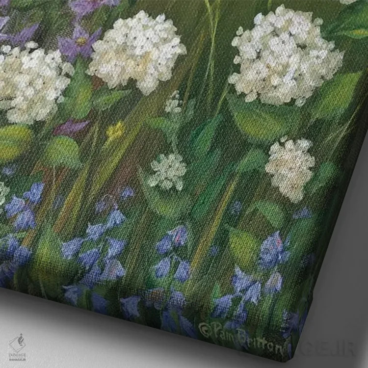 تابلو دکوراتیو بهار خوش آمدی اثر پم بریتون - نمای نزدیک بافت بوم