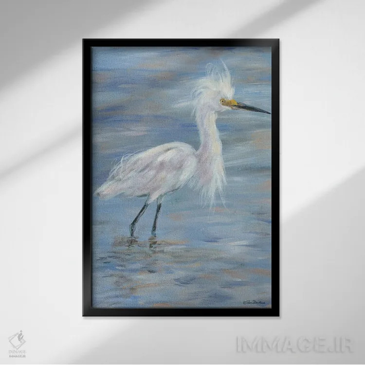 تابلو دکوراتیو مرغ مگس خوار اثر پم بریتون - نمای قابدار مشکی