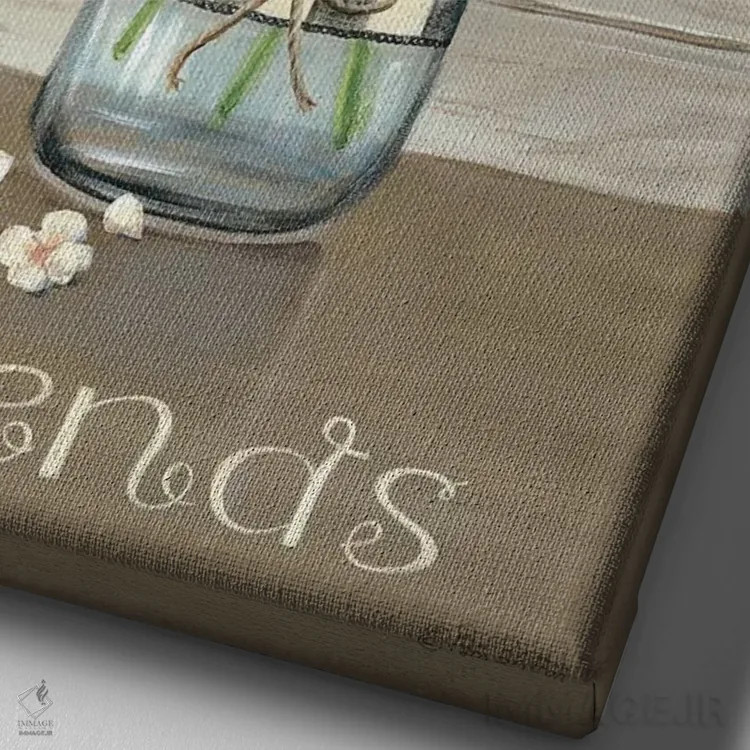 تابلو مدرن جار مزون خوش آمد دوستان اثر پم بریتون - نمای نزدیک بافت بوم