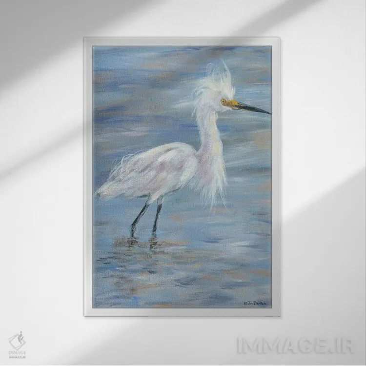 تابلو دکوراتیو مرغ مگس خوار اثر پم بریتون - نمای قابدار سفید