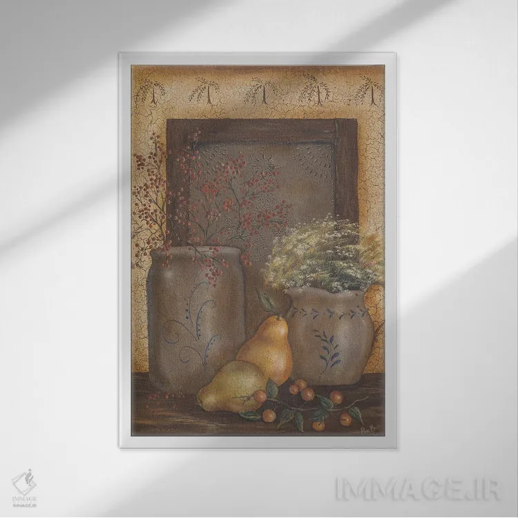 تابلو دکوراتیو پنل قوطی فلزی اثر پم بریتون - نمای قابدار سفید