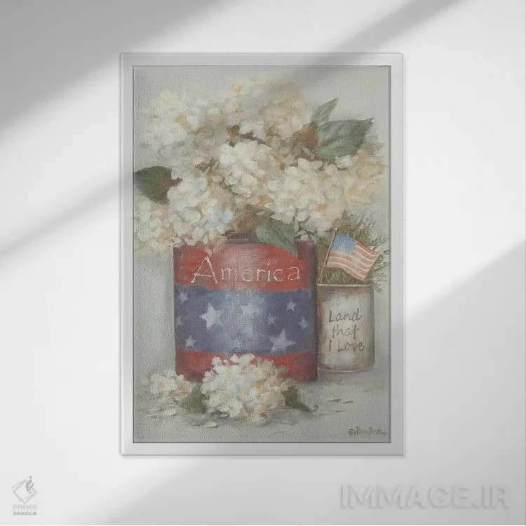 تابلو دکوراتیو زمین روستایی که دوستش دارم اثر پم بریتون - نمای قابدار سفید