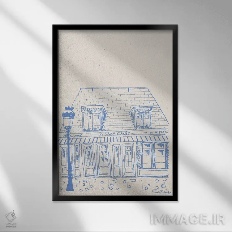 تابلو مینیمال قلعه کوچک، پاریس، فرانسه اثر پاسکال برکوویتز - نمای قابدار مشکی