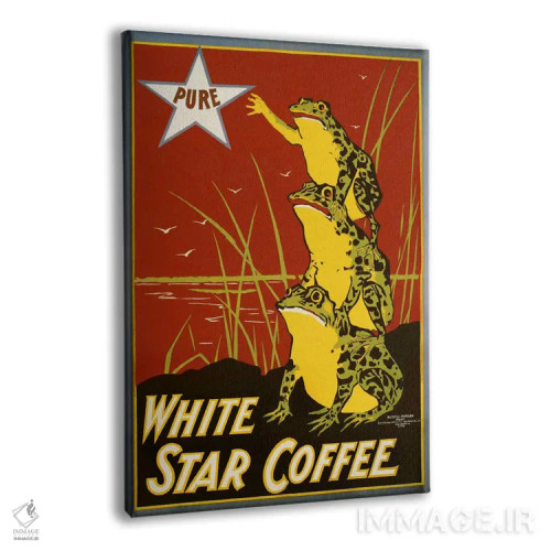 تابلو دکوراتیو قهوه ستاره سفید خالص، قورباغه ها اثر پرینت کالکشن - نمای پرسپکتیو محصول