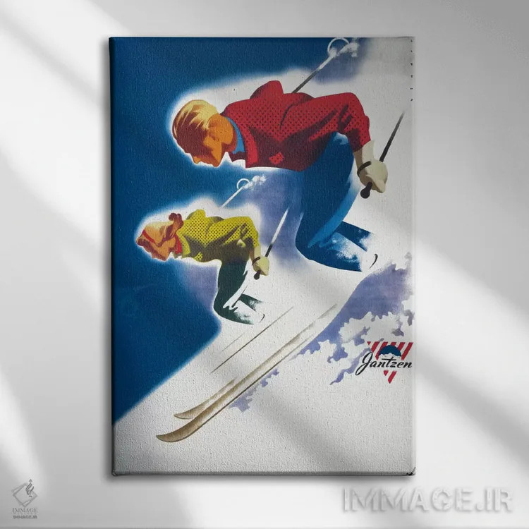 تابلو دکوراتیو جانتزن اثر بایندر مرد و زن، اسکی ۱۹۴۷ - نمای روبهرو روی دیوار