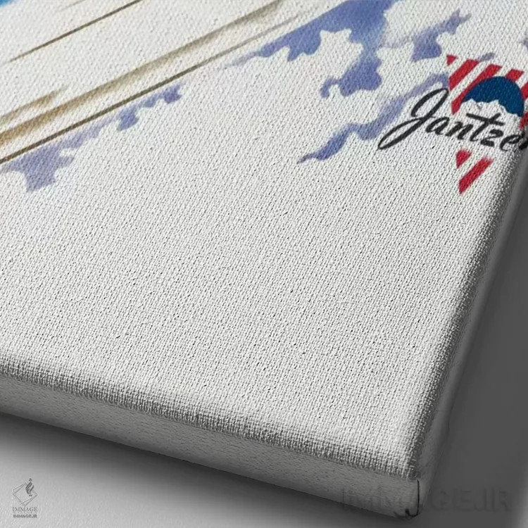 تابلو دکوراتیو جانتزن اثر بایندر مرد و زن، اسکی ۱۹۴۷ - نمای نزدیک بافت بوم