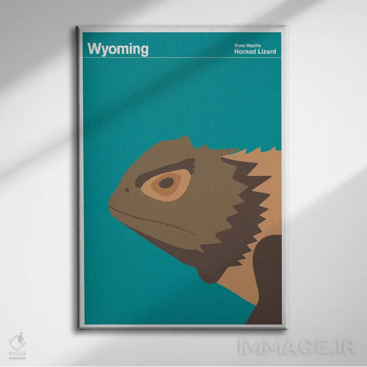 تابلو دکوراتیو پوسترهای ایالتی وایومینگ اثر پرینت کالکشن - نمای روبهرو روی دیوار