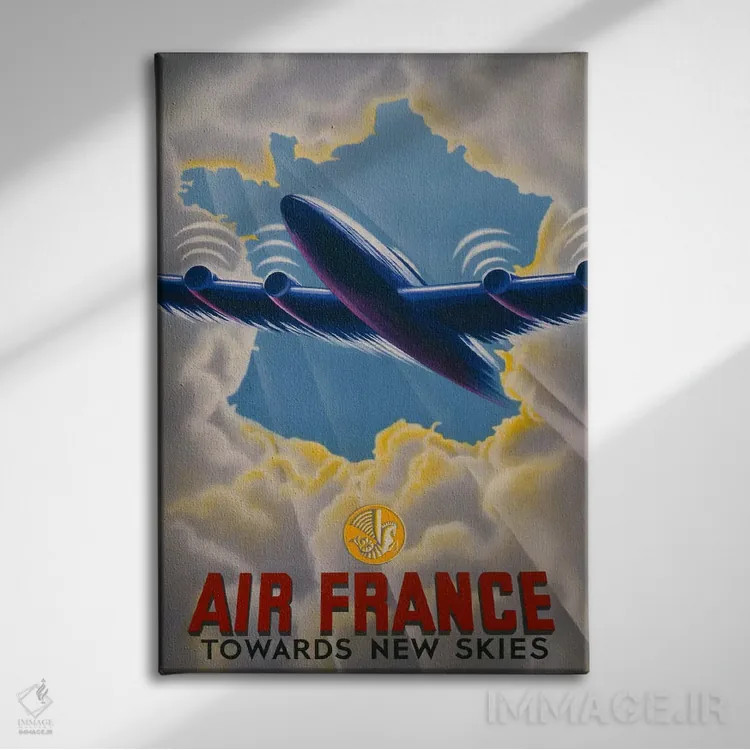 تابلو دکوراتیو ایر فرانس به سوی آسمان های نو اثر پرینت کالکشن - نمای روبهرو روی دیوار