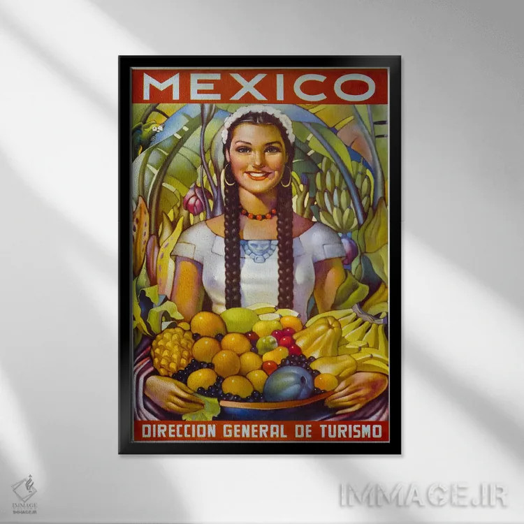 تابلو دکوراتیو مکزیک اثر پرینت کالکشن - نمای قابدار مشکی