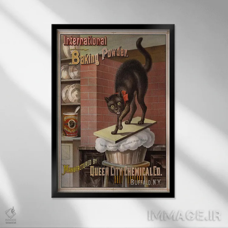 تابلو دکوراتیو فاجعه در آشپزخانه، ۱۸۸۵ اثر پرینت کالکشن - نمای قابدار مشکی