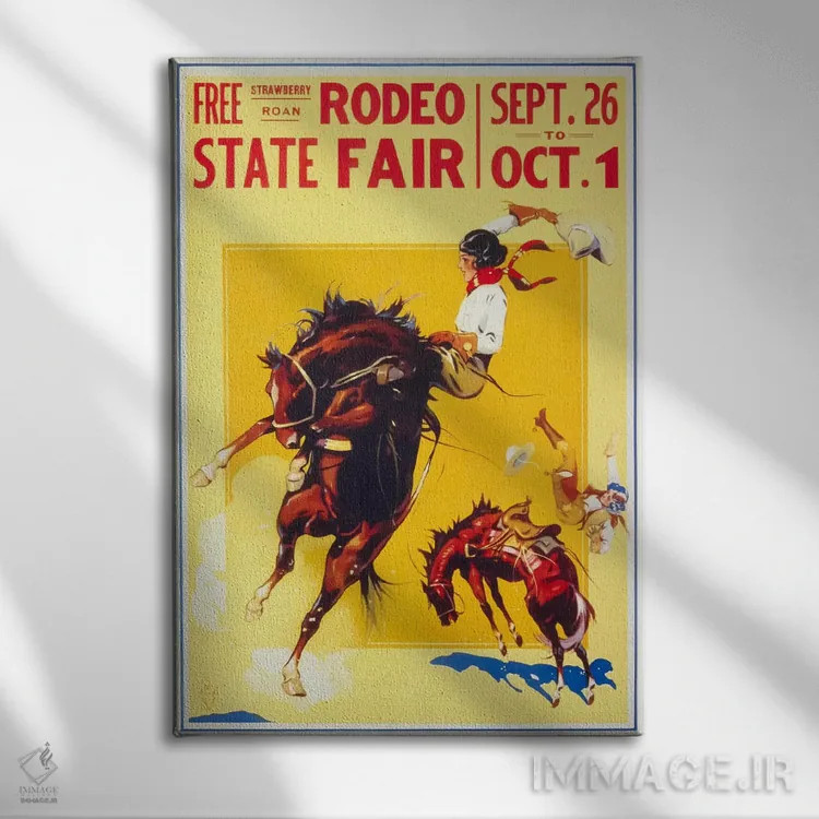تابلو دکوراتیو جشنواره دولتی رودئو، روآن، دو دختر گاوچران اثر پرینت کالکشن - نمای روبهرو روی دیوار