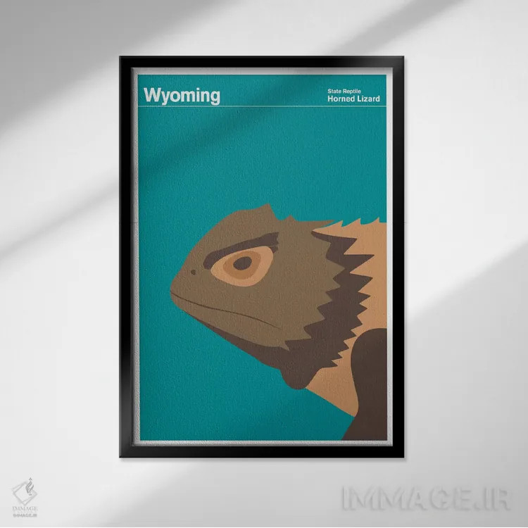 تابلو دکوراتیو پوسترهای ایالتی وایومینگ اثر پرینت کالکشن - نمای قابدار مشکی