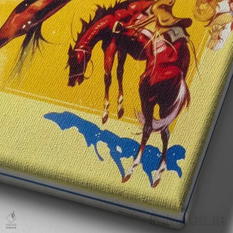 تابلو دکوراتیو جشنواره دولتی رودئو، روآن، دو دختر گاوچران اثر پرینت کالکشن - نمای نزدیک بافت بوم