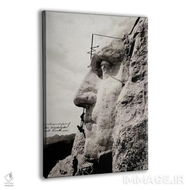 تابلو دکوراتیو کارگران روی چهره جورج واشنگتن اثر پرینت کالکشن - نمای پرسپکتیو محصول