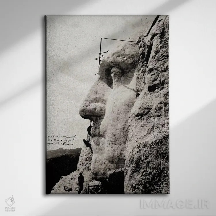 تابلو دکوراتیو کارگران روی چهره جورج واشنگتن اثر پرینت کالکشن - نمای روبهرو روی دیوار