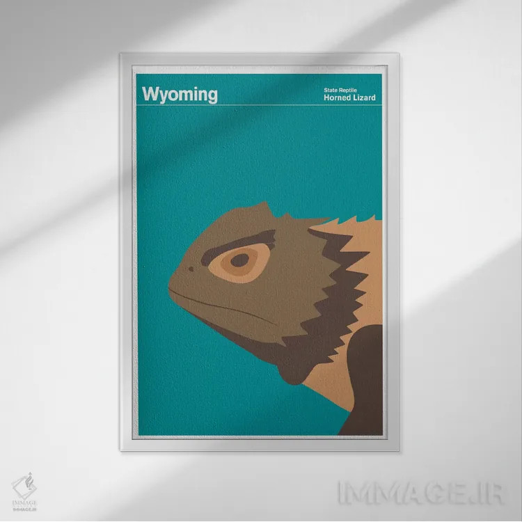 تابلو دکوراتیو پوسترهای ایالتی وایومینگ اثر پرینت کالکشن - نمای قابدار سفید