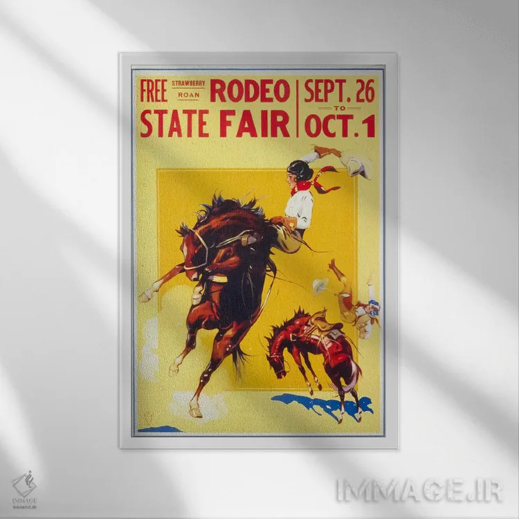 تابلو دکوراتیو جشنواره دولتی رودئو، روآن، دو دختر گاوچران اثر پرینت کالکشن - نمای قابدار سفید