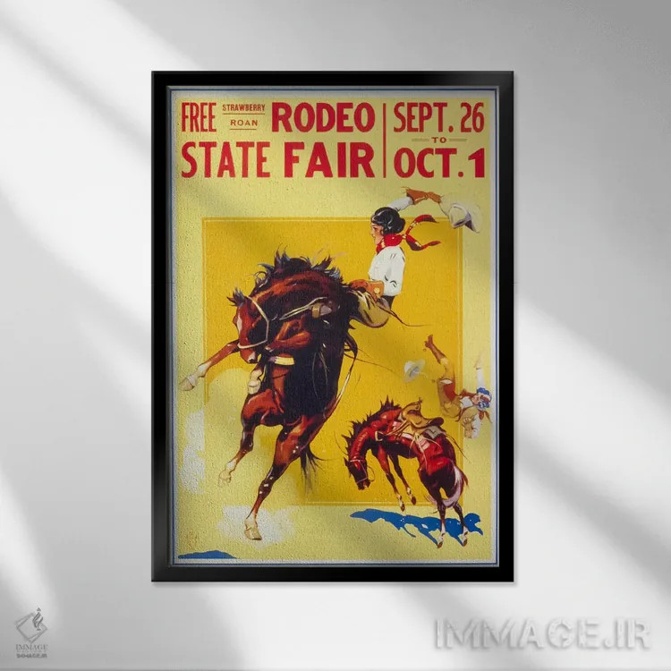 تابلو دکوراتیو جشنواره دولتی رودئو، روآن، دو دختر گاوچران اثر پرینت کالکشن - نمای قابدار مشکی