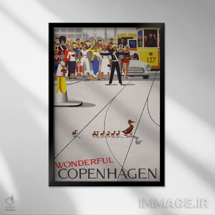 تابلو دکوراتیو کپنهاگ شگفت انگیز اثر پرینت کالکشن - نمای قابدار مشکی