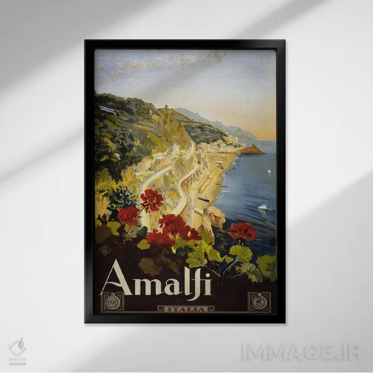 تابلو دکوراتیو آمالفی اثر پرینت کالکشن - نمای قابدار مشکی