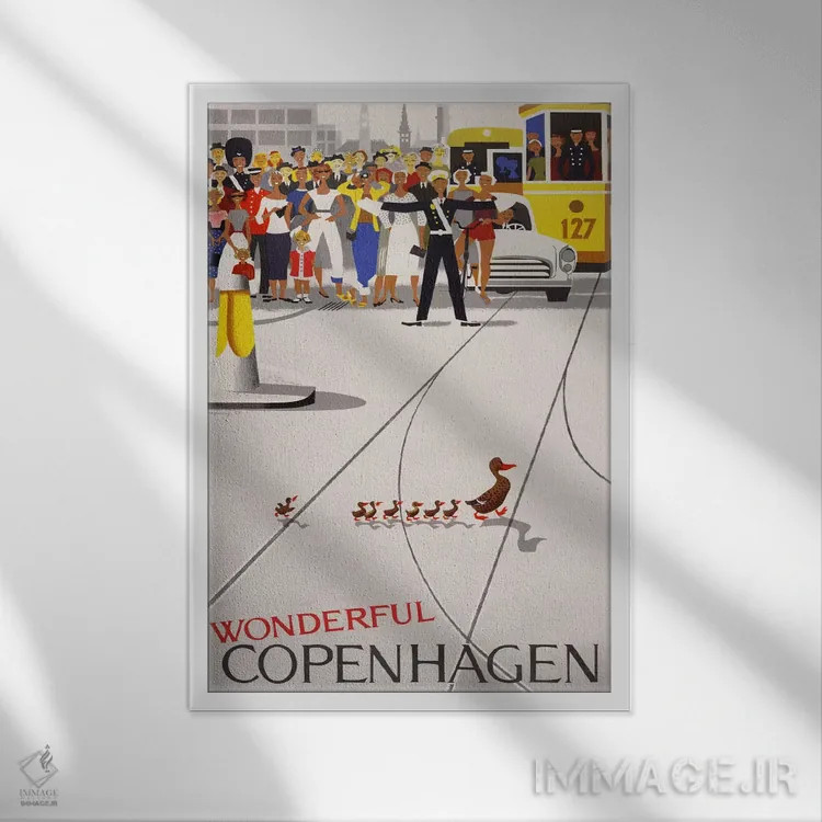 تابلو دکوراتیو کپنهاگ شگفت انگیز اثر پرینت کالکشن - نمای قابدار سفید