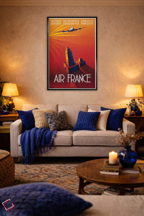 تابلو دکوراتیو ایر فرانس به آفریقا اثر پرینت کالکشن - D4B