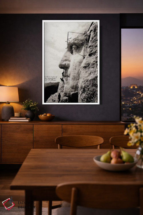 تابلو دکوراتیو کارگران روی چهره جورج واشنگتن اثر پرینت کالکشن - D2W