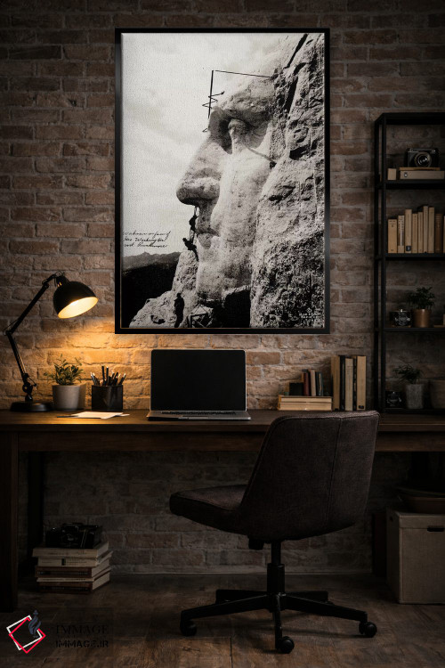 تابلو دکوراتیو کارگران روی چهره جورج واشنگتن اثر پرینت کالکشن - D3B