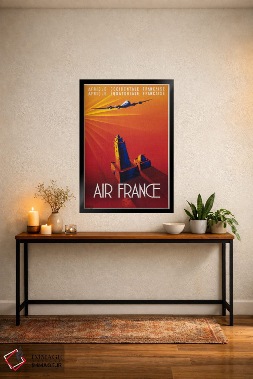 تابلو دکوراتیو ایر فرانس به آفریقا اثر پرینت کالکشن - D5B