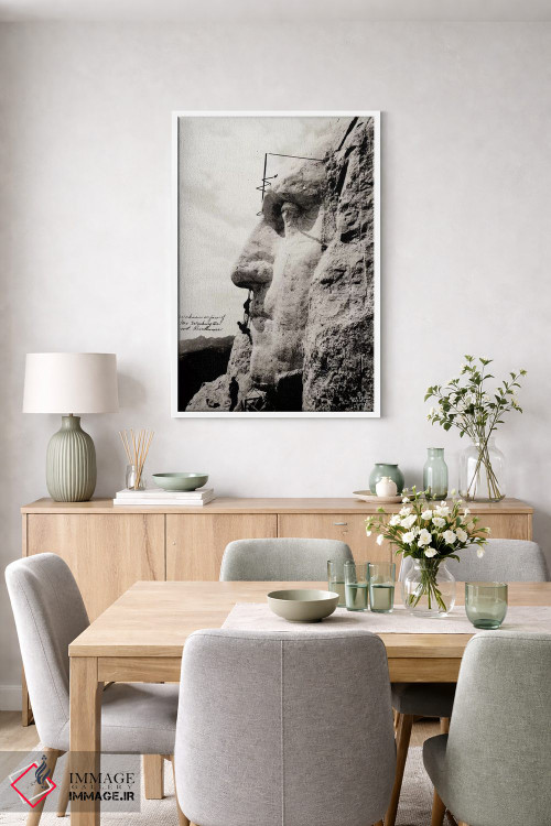 تابلو دکوراتیو کارگران روی چهره جورج واشنگتن اثر پرینت کالکشن - D6W