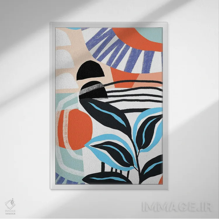 تابلو انتزاعی اشکال انتزاعی اثر کورین لنت - نمای قابدار سفید