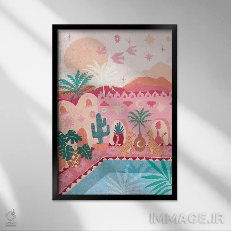 تابلو دکوراتیو رویاهای بیابان ۱ اثر کورین لنت - نمای قابدار مشکی