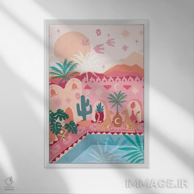 تابلو دکوراتیو رویاهای بیابان ۱ اثر کورین لنت - نمای قابدار سفید