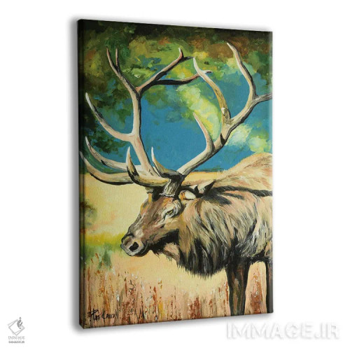 تابلو دکوراتیو گوزن شمالی هنگام غروب اثر پاتریشیا کارول - نمای پرسپکتیو محصول