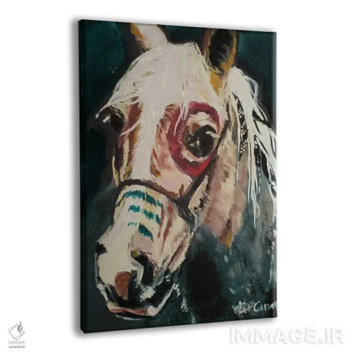 تابلو دکوراتیو کره اسب رنگ شده اثر پاتریشیا کارول - نمای پرسپکتیو محصول