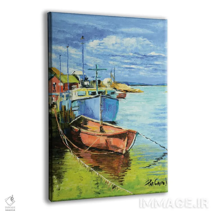 تابلو دکوراتیو قایق های ماهیگیری در اسکله اثر پاتریشیا کارول - نمای پرسپکتیو محصول