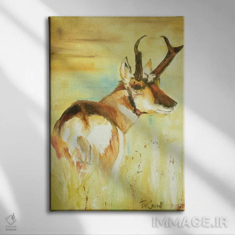 تابلو دکوراتیو گونگ گوزن اثر پاتریشیا کارول - نمای روبهرو روی دیوار