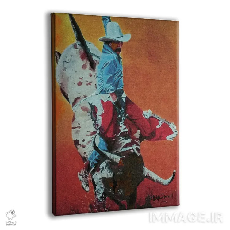 تابلو دکوراتیو سوار گاو اثر پاتریشیا کارول - نمای پرسپکتیو محصول