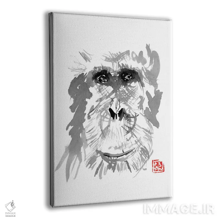 تابلو دکوراتیو اورانگوتان پیر اثر پشان - نمای پرسپکتیو محصول