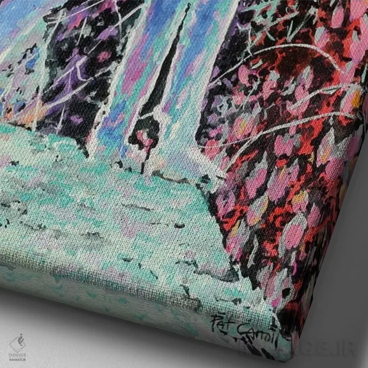 تابلو دکوراتیو کایوت رنگی اثر پاتریشیا کارول - نمای نزدیک بافت بوم