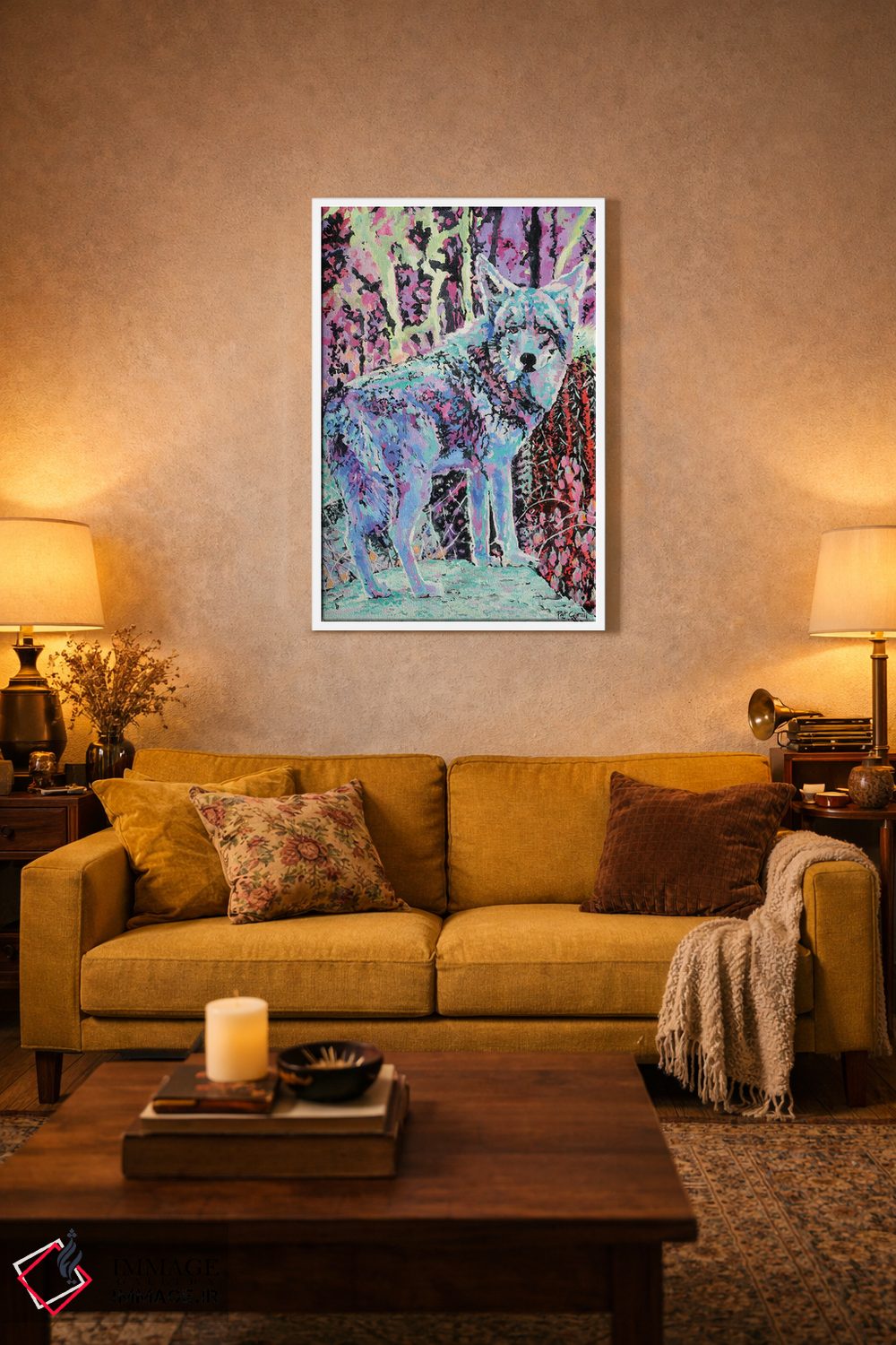 تابلو دکوراتیو کایوت رنگی اثر پاتریشیا کارول - D1W