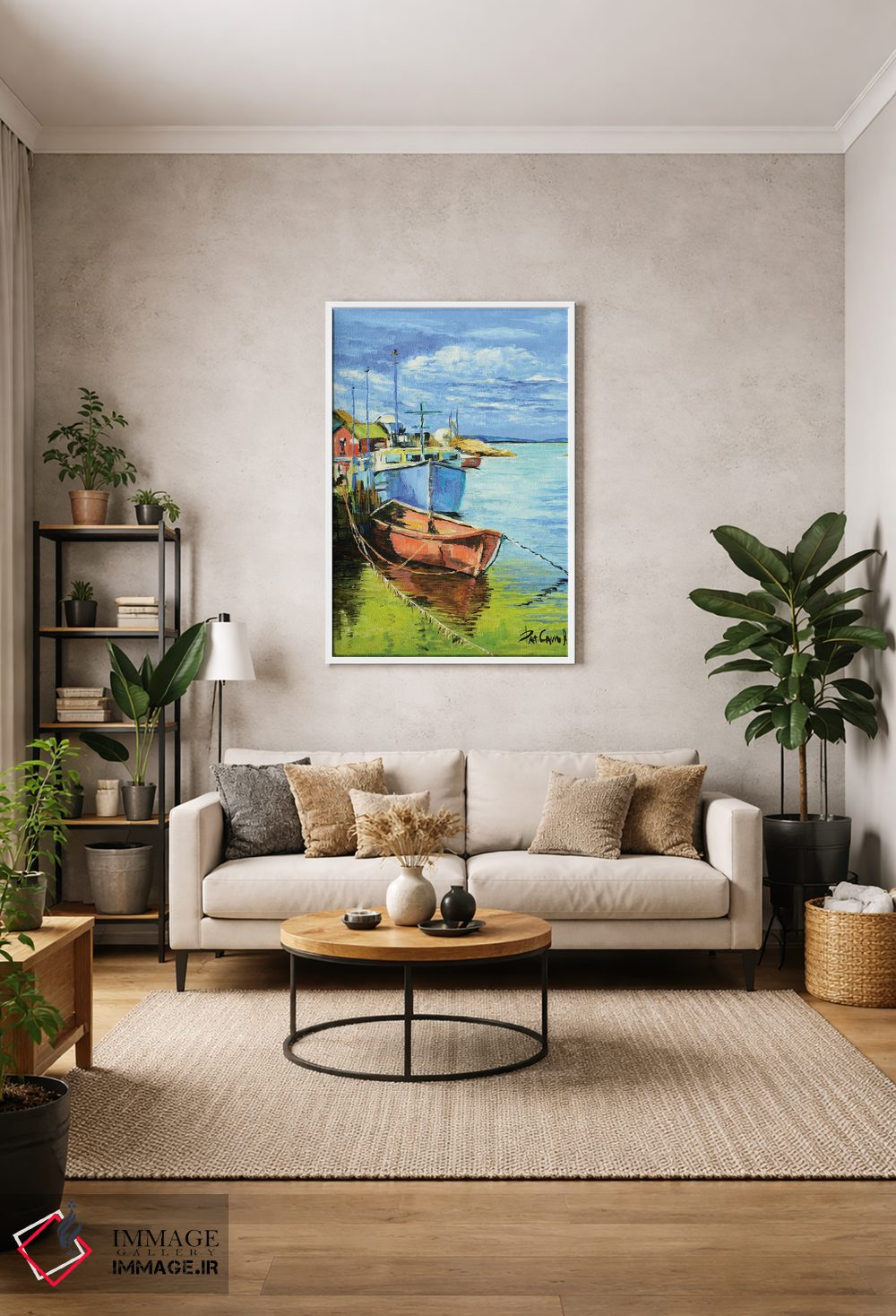 تابلو دکوراتیو قایق های ماهیگیری در اسکله اثر پاتریشیا کارول - D1W