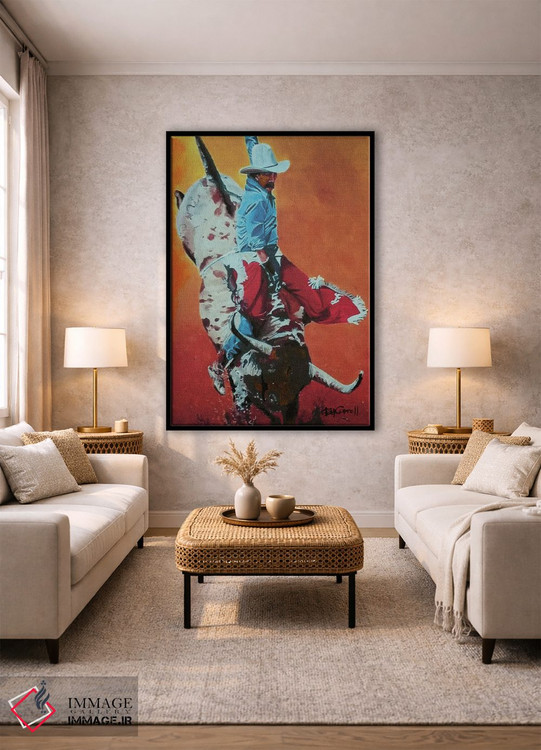 تابلو دکوراتیو سوار گاو اثر پاتریشیا کارول - D1B