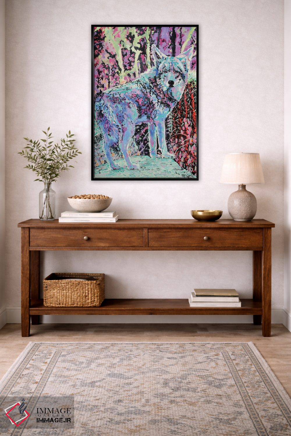 تابلو دکوراتیو کایوت رنگی اثر پاتریشیا کارول - D4B