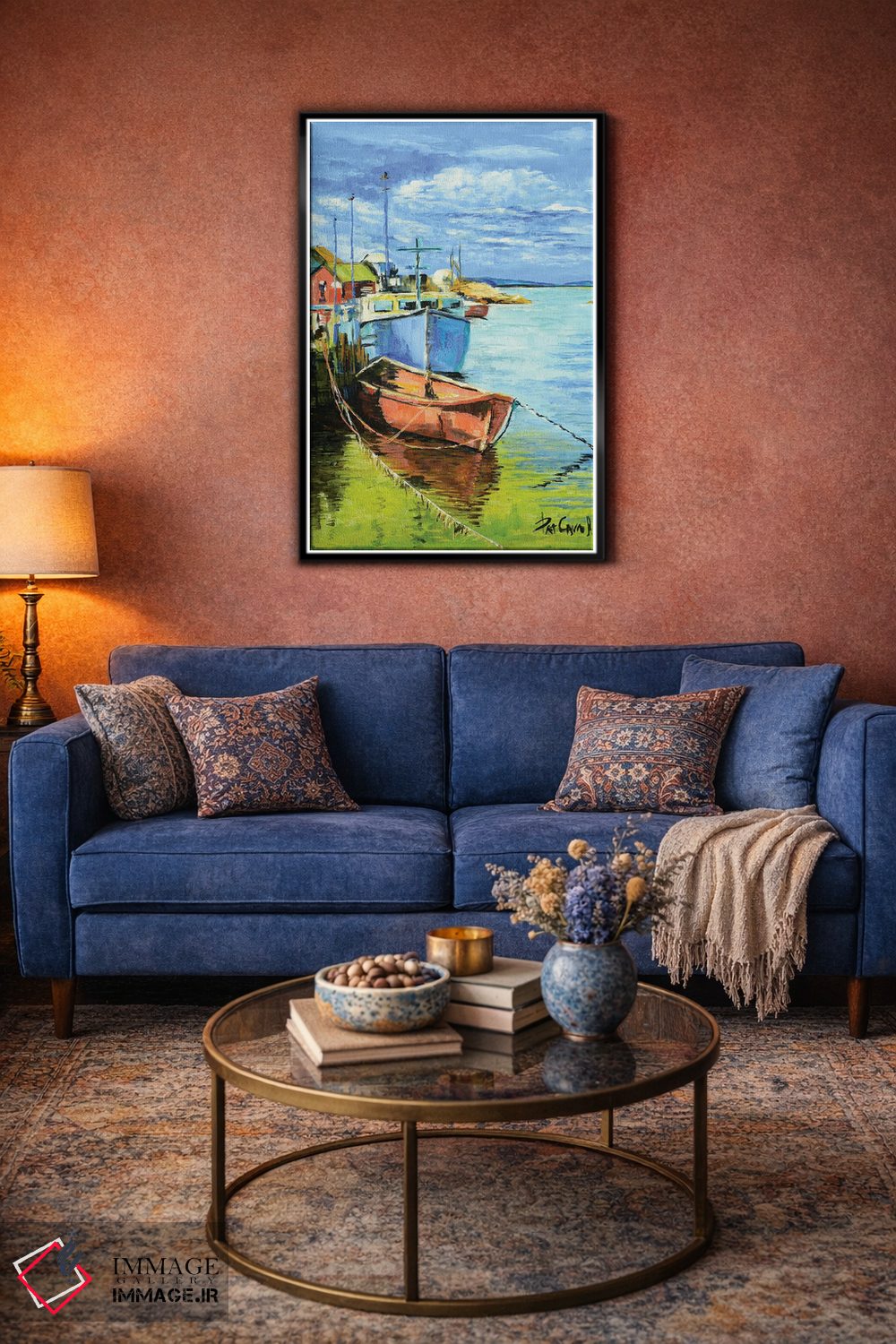 تابلو دکوراتیو قایق های ماهیگیری در اسکله اثر پاتریشیا کارول - D4B