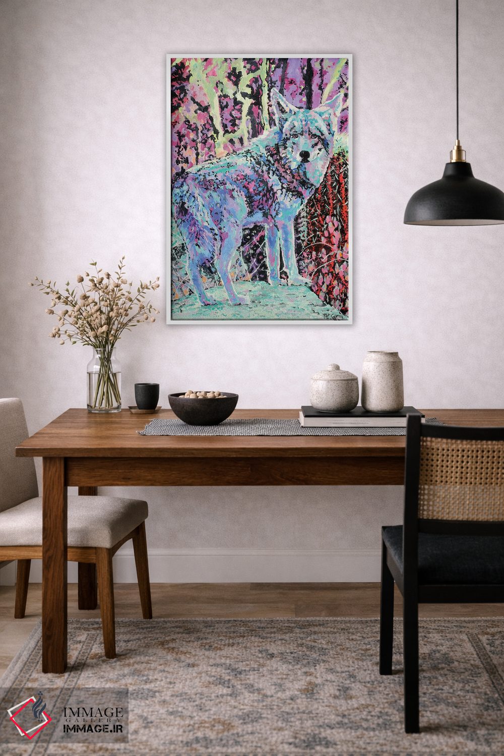 تابلو دکوراتیو کایوت رنگی اثر پاتریشیا کارول - D3W